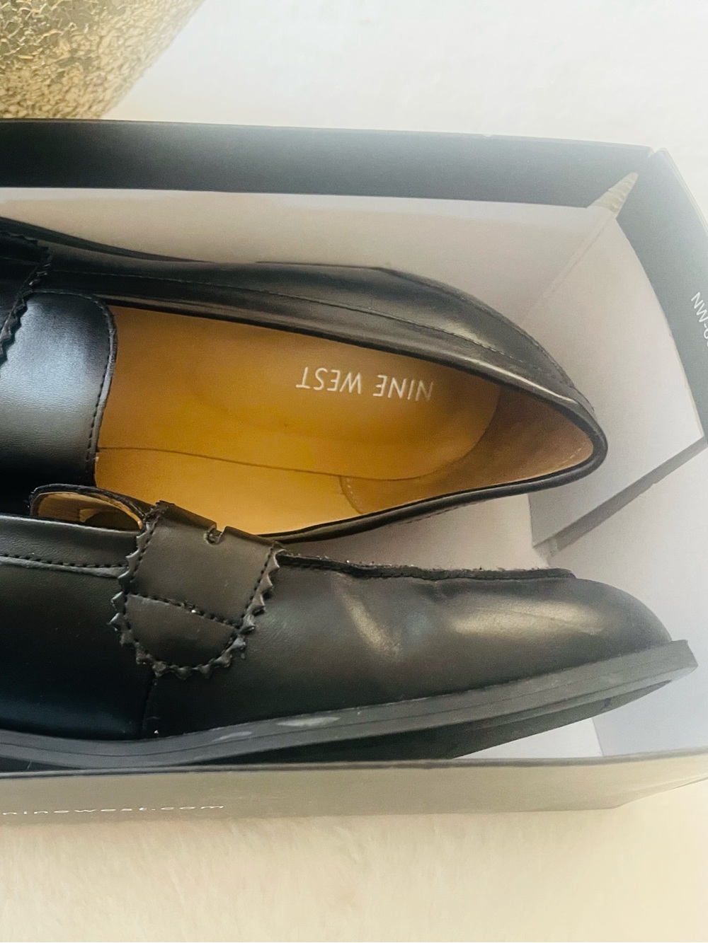 Nine West Women’s Black Leather Slip-On Loafers